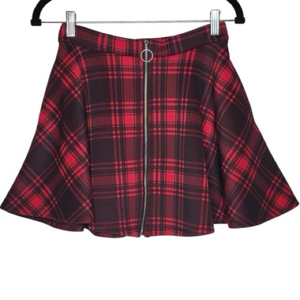 Hot Topic Black and Red Plaid Skirt